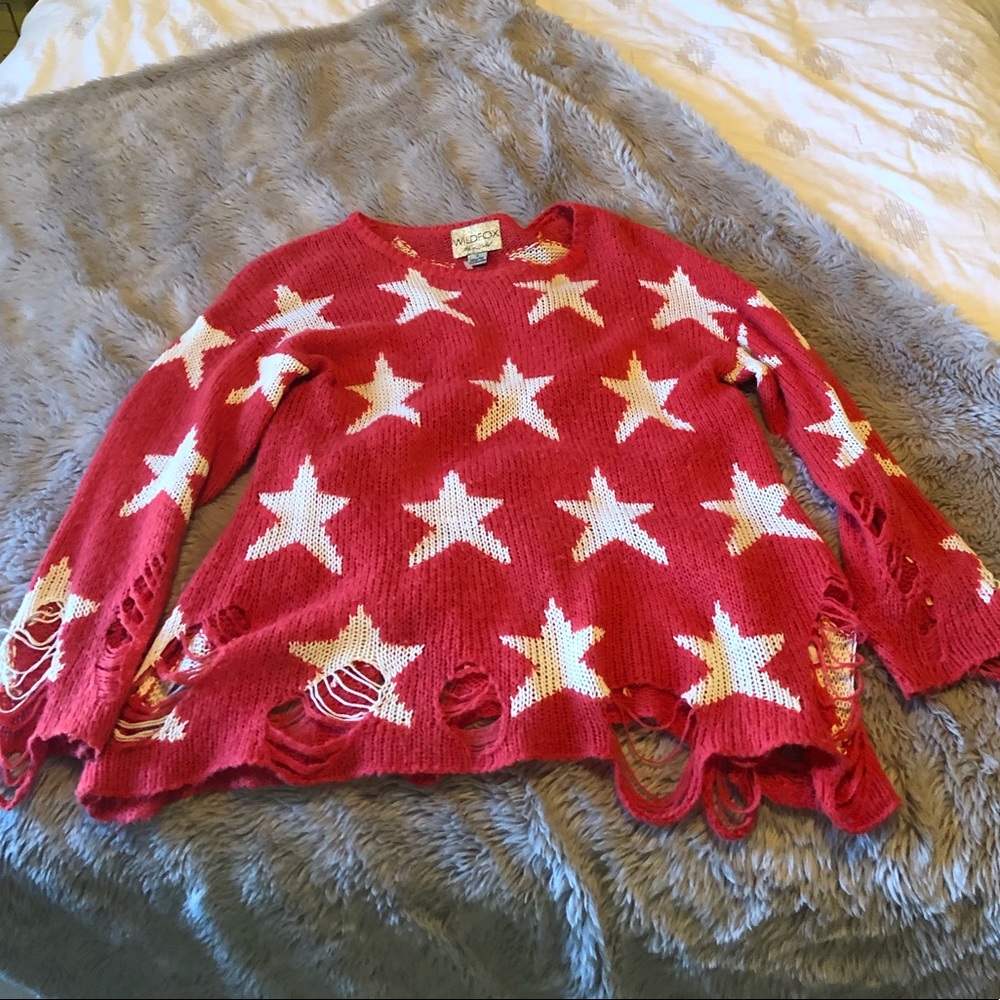 Wildfox distressed sweater seeing stars Lennon